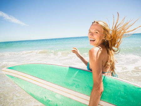 woman surfing