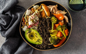 healthy plate with veggies and protein