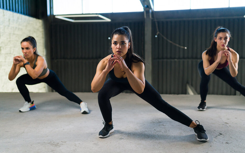 women in hiit fitness class